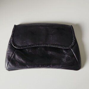 SWAROVSKI | Leather clutch crystals embellished black